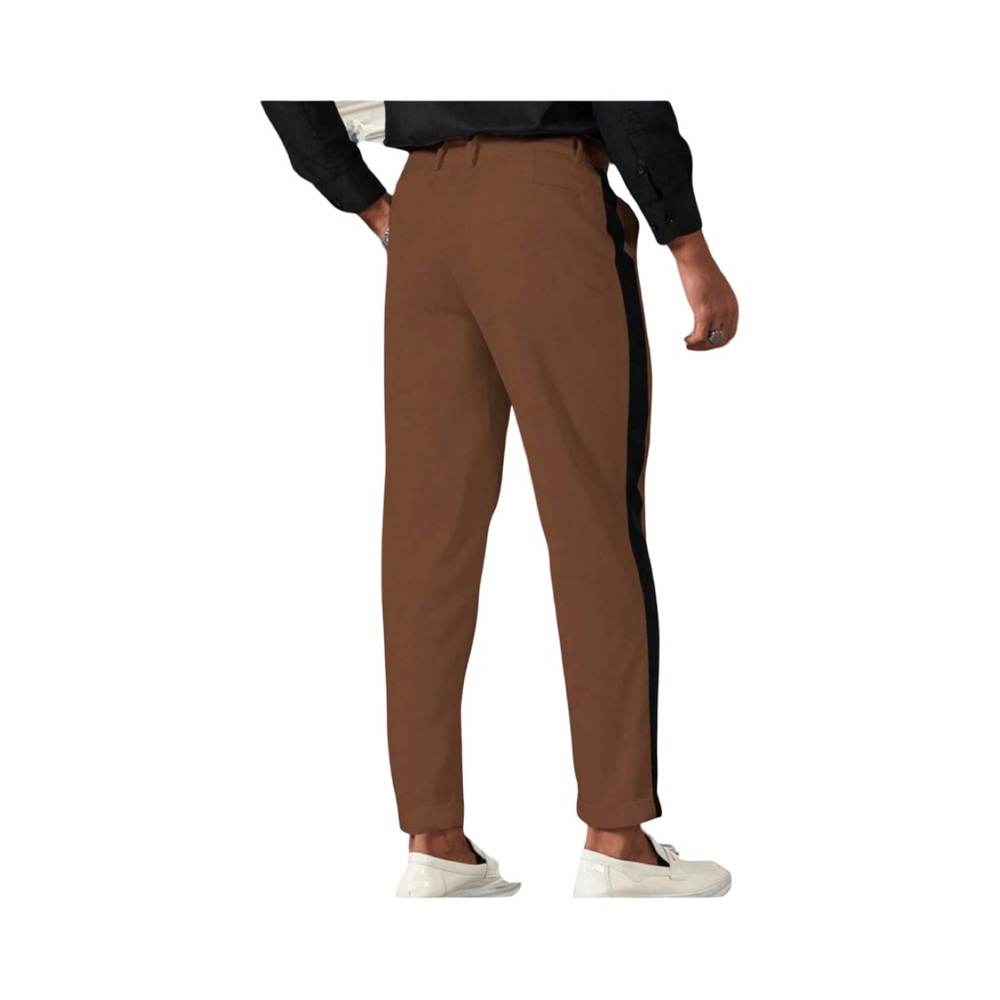 Men's Tan Chinos with Black Stripe